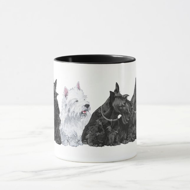 Caneca Três Scotties e um Westie (Centro)