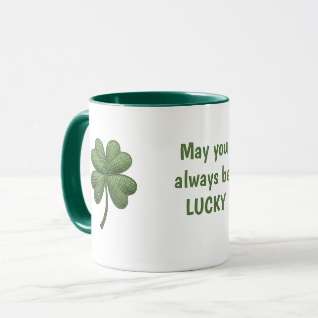 Caneca Trevo de Quatro Folhas Irlandês Sortudo (Frente Esquerda)