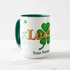 Caneca Trevo Sortudo Moderninho com Padrão Verde