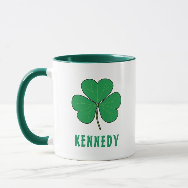 Caneca Trevo Verde Shamrock Irlanda Celta Irlandês Nome I (Esquerda)