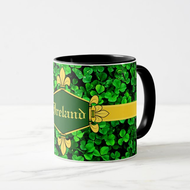 Caneca Trevos verdes da Irlanda, personalize com nome 10 (Frente Esquerda)