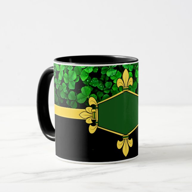 Caneca Trevos verdes da Irlanda, Personalize com nome 5 (Frente Esquerda)