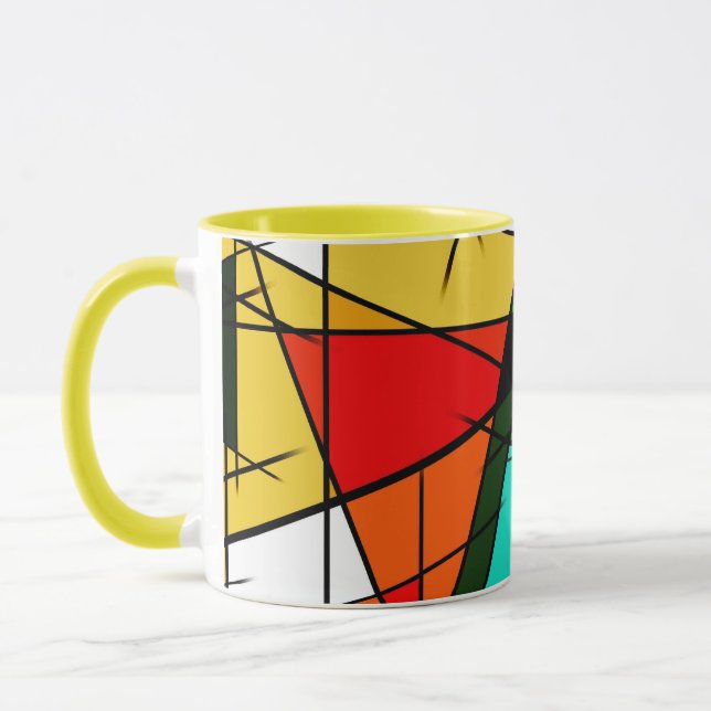 Caneca Triângulo Moderno Colorido Geométrico  (Esquerda)