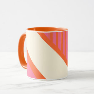 Caneca Triângulo Stripes em rosa, laranja e creme