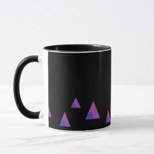 Caneca triângulos abstrato roxos em preto