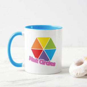 Caneca Triângulos Coloridos com Texto Círculos Rosa
