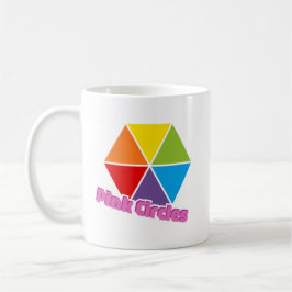 Caneca Triângulos Coloridos com Texto Círculos Rosa