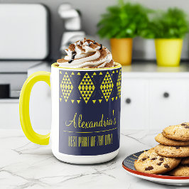 Caneca Triângulos Geométricos Amarelos Personalizados