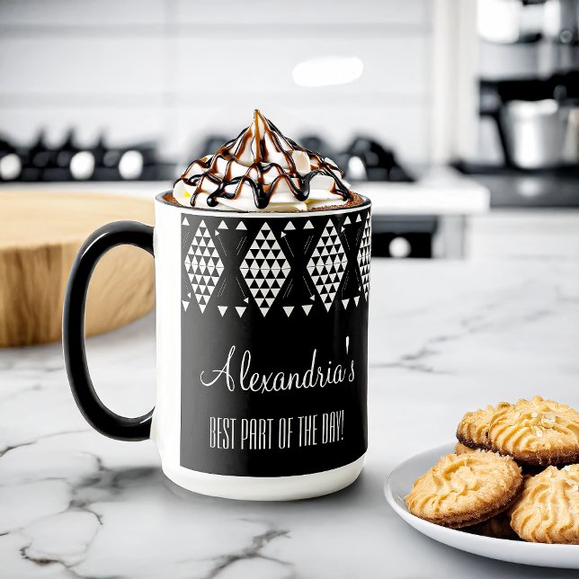 Caneca Triângulos Geométricos Brancos Personalizados (Criador carregado)