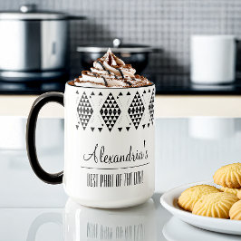 Caneca Triângulos Geométricos Pretos Personalizados