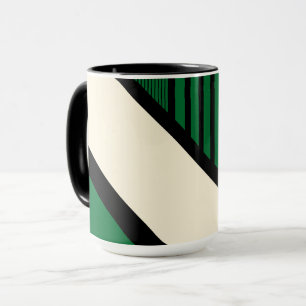 Caneca Triângulos - Verde, Creme e Preto