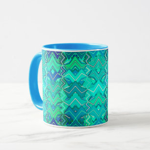 Caneca Tribal Batik Impressão, Turquesa, Aqua e Turquesa