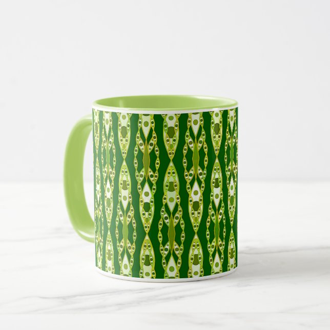 Caneca Tribal Batik - Verde escuro e abacado (Frente Esquerda)