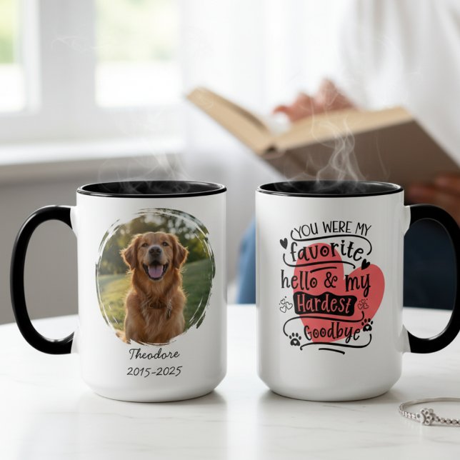 Caneca Tributo de simpatia com foto memorial de cachorro (Dog memorial photo mug for pet parents mourning a loss.)