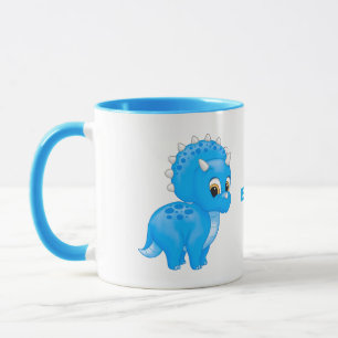 Caneca Tricerátops Azuis E Bonitos Dinossauro