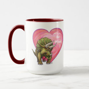 Caneca Triceratops Rosa vermelha Coração