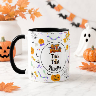 Caneca Trick or Treat Personalizado Fofo de Halloween 