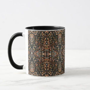 Caneca Trickster Laranja Preto Abstrato Arte de Tinta da