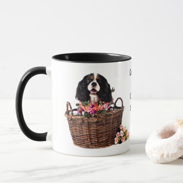 Caneca Tricolor Cavalier King Charles Spaniel Dog Mug (Com Donut)