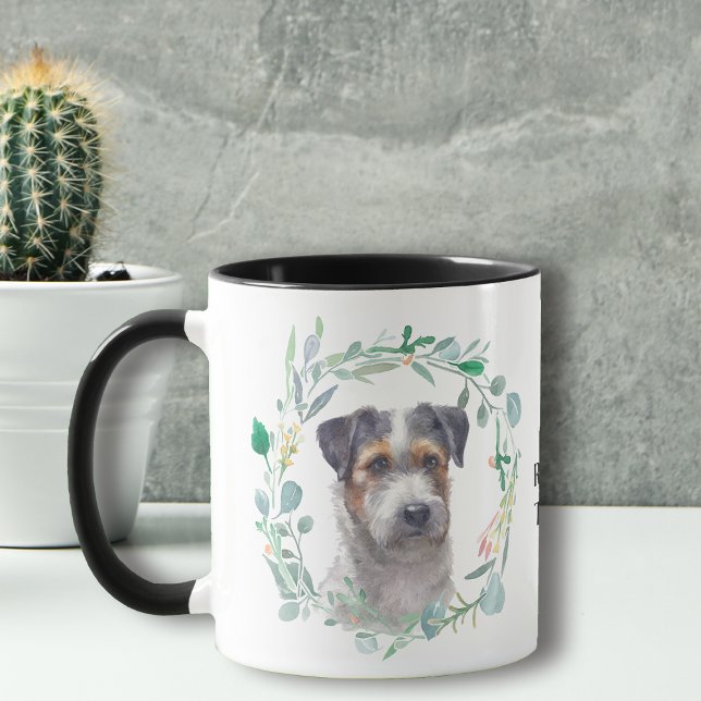 Caneca Tricolor Jack Russell Terrier Wreath Coffee Mug (Criador carregado)