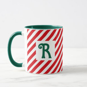 Caneca Trilhas Vermelhos e Brancas Diagonais de Natal Ini
