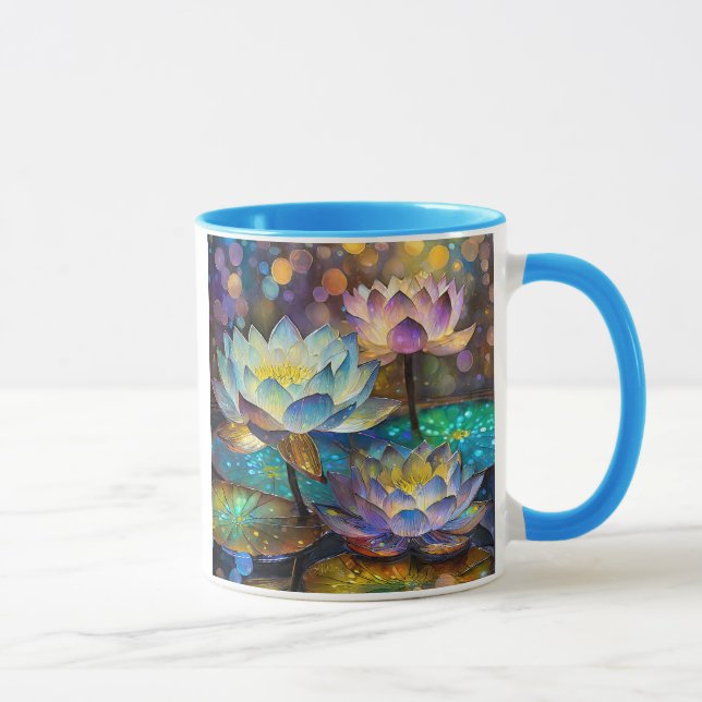 Caneca Trio de Flores de Lótus Brilhantes (Direita)