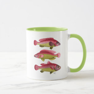 Caneca Trio de Peixes de Fantasia Vermelha e Amarela