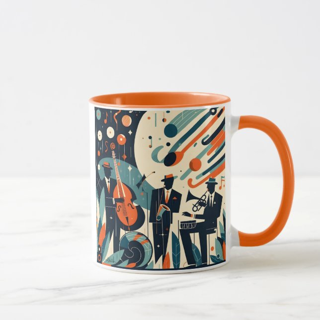 Caneca Trio Moderno de Meados do Século da Era do Jazz (Direita)