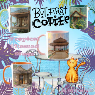 Caneca Tropical Beach Scene Mug