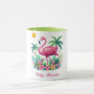 Caneca Tropical/Flórida rosa flamingo