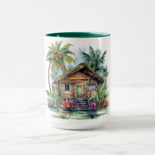 Caneca Tropical Paradise Watercolor Mug Hawaiian Edition