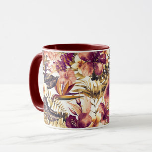Caneca Trópicos Dourados Havaianos Elegante Vintage Moder