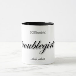Caneca troublegirl! em preto no branco