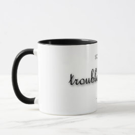 Caneca troubleprincess! - clássico preto no branco