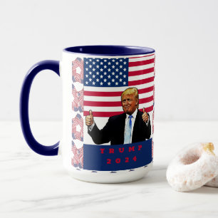 Caneca Trump 2024 Suspende Bandeira Americana