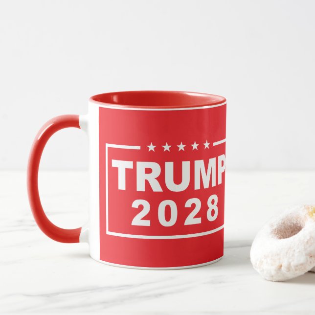 Caneca Trump 2028 Presidente Engraçado Donald Trump (Com Donut)