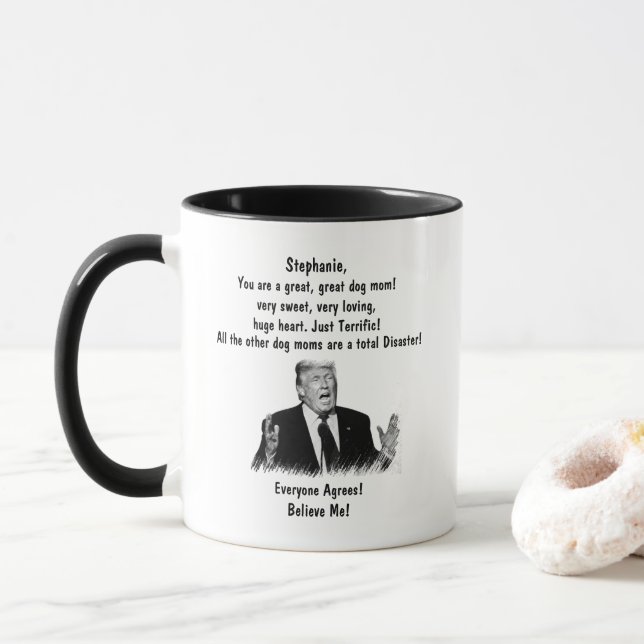 Caneca Trump Mug Personalizado para Cachorro Mãe Adicione (Com Donut)