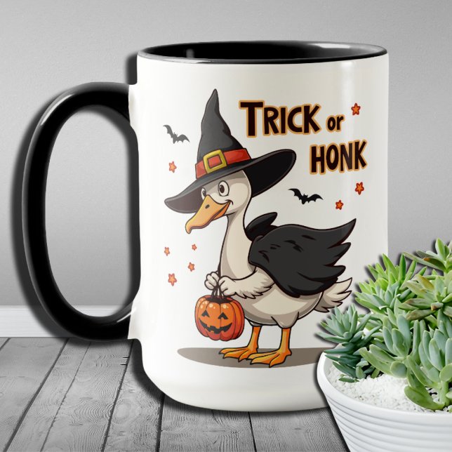 Caneca Truque de fantasia de Duck de Dia de as Bruxas eng (Criador carregado)