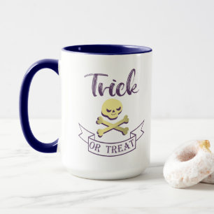 Caneca Truque ou tratamento de ossos cruzados do crânio