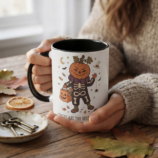 Caneca Truques São Os Melhores Agrados Abóbora Esqueleto