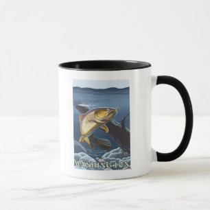 Caneca Truta que pesca o secção transversal - Washingto