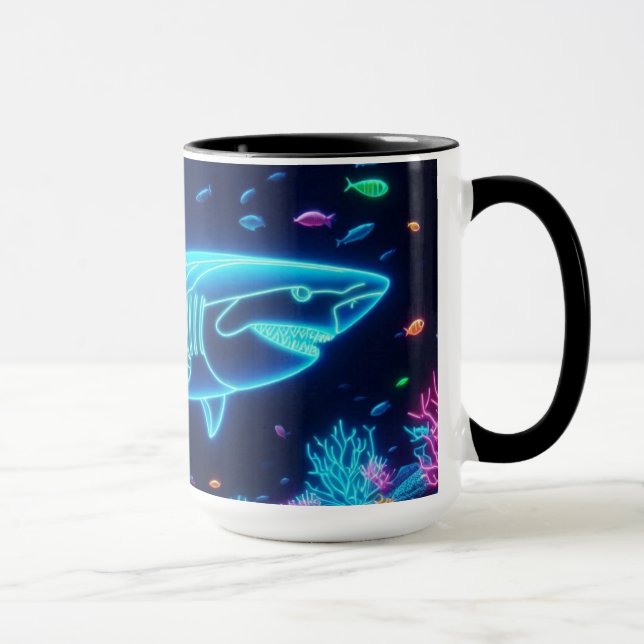 Caneca Tubarão-neon colorido (Direita)