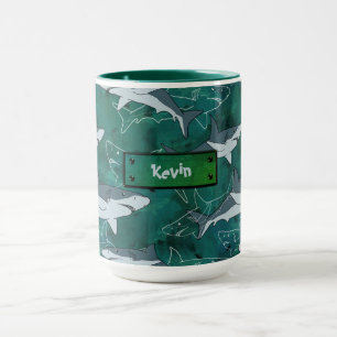 Caneca Tubarões, marinhos, marinhos, peixes, predadores, 
