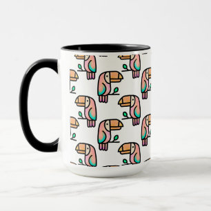 Caneca tucano passarinho da selva padrão desenho animado
