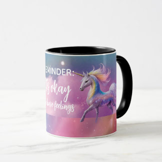 Caneca Tudo bem ter sentimentos Rainbow Glitter Unicorn
