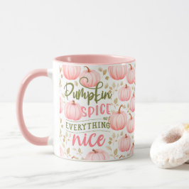 Caneca Tudo Bom de Tempero de Abóbora Rosa Padrão Outono