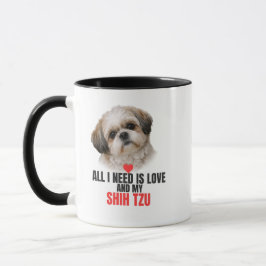 Caneca Tudo o que Preciso é Amor e Meu Café com Sotaque d