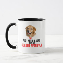 Caneca Tudo o que Preciso é Amor e Meu Golden Retriever C