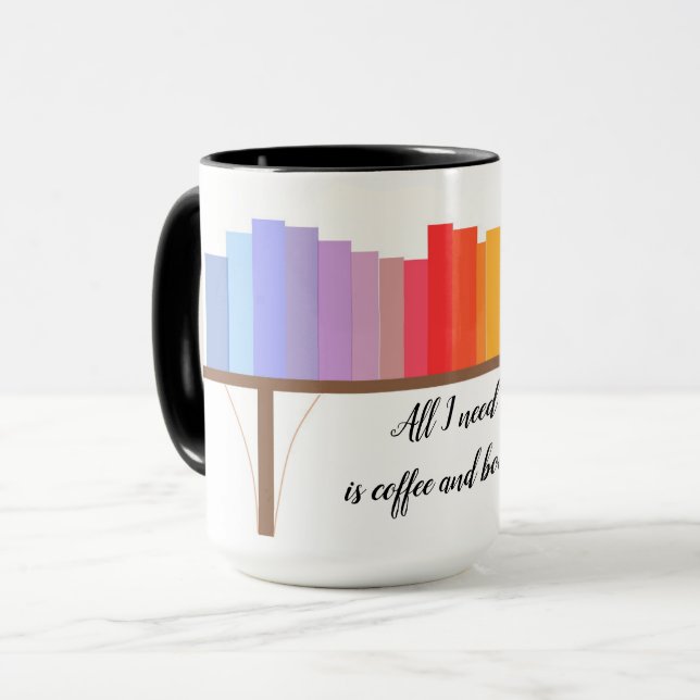 Caneca Tudo o que Preciso é Café e Livros (Frente Esquerda)