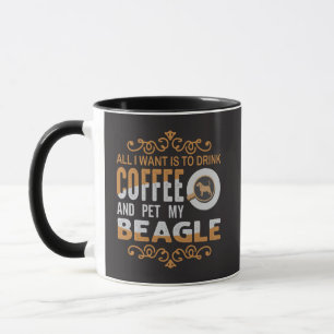 Caneca Tudo o que Quero é Café e Acariciar meu Beagle